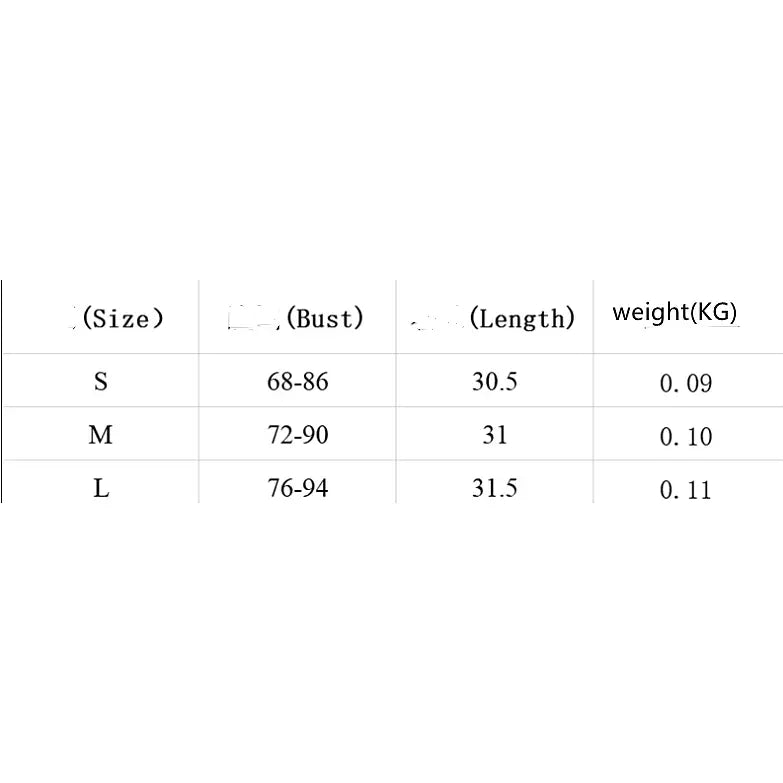 Women's polka dot lace-up tank top size chart showing measurements for s m and l