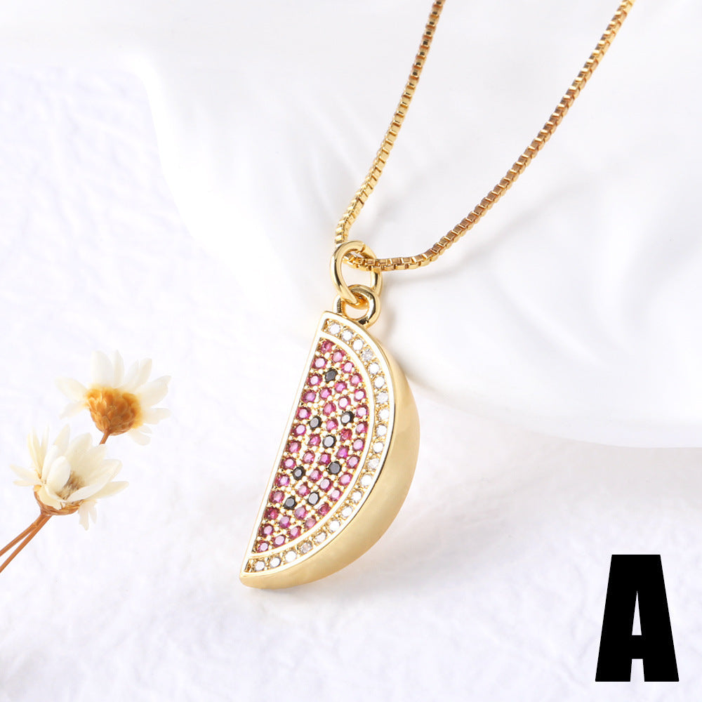 Fruit Strawberry Cherry Pendant Necklace Jewelry For Women A