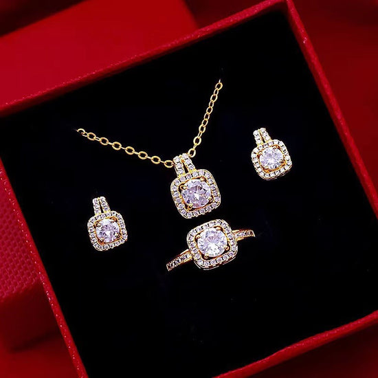 Zircon Pendant Necklace & Earring Set