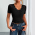 Neckline Cuff Stitching Lace Clothes Spring Women Black