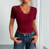 Neckline Cuff Stitching Lace Clothes Spring Women Wine Red