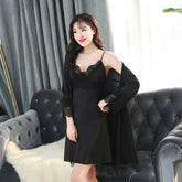 Breathable silk gown Black