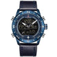 NAVIFORCE 9144 Fashion Gold Men Sport Watches Mens LED Analog Digital Watch Army Military Leather Quartz Watch Relogio Masculino - Esdeepee