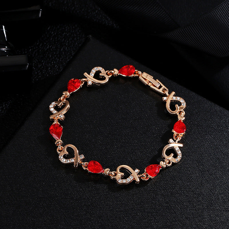 Rhinestone Crystal Bracelet Jewelry Gift for Women Red