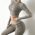 Yoga Clothes Autumn And Winter Tight-fitting Moisture Wicking Sports Suit Women Seamless Knitted Yoga Clothes Women Shallow Khaki