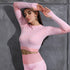 Yoga Clothes Autumn And Winter Tight-fitting Moisture Wicking Sports Suit Women Seamless Knitted Yoga Clothes Women Pink