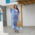 Printed Beach Skirt Vacation Gown Bikini Outer Cover Shirt Sunscreen Women Blue One size