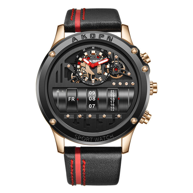 Uniquex Men Wrist Watches Leather Black Silver Creative Black