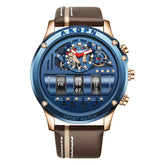 Uniquex Men Wrist Watches Leather Black Silver Creative Blue