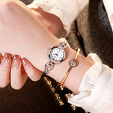 Simple Rhinestone Jewelry For Women Casual Watch Silver