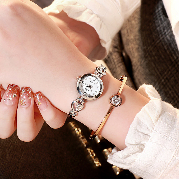 Simple Rhinestone Jewelry For Women Casual Watch Silver