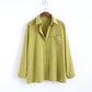Loose Long-sleeved Solid Color Lapel Shirt