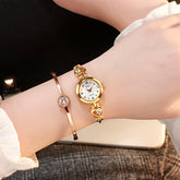 Simple Rhinestone Jewelry For Women Casual Watch Gold
