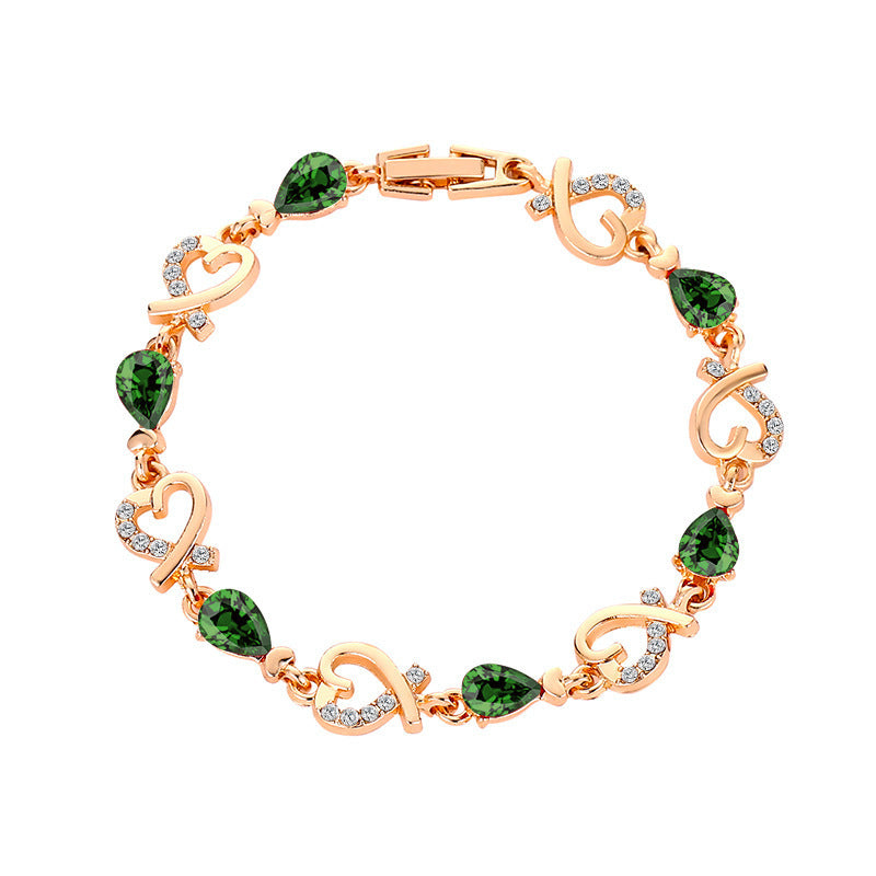 Rhinestone Crystal Bracelet Jewelry Gift for Women Green