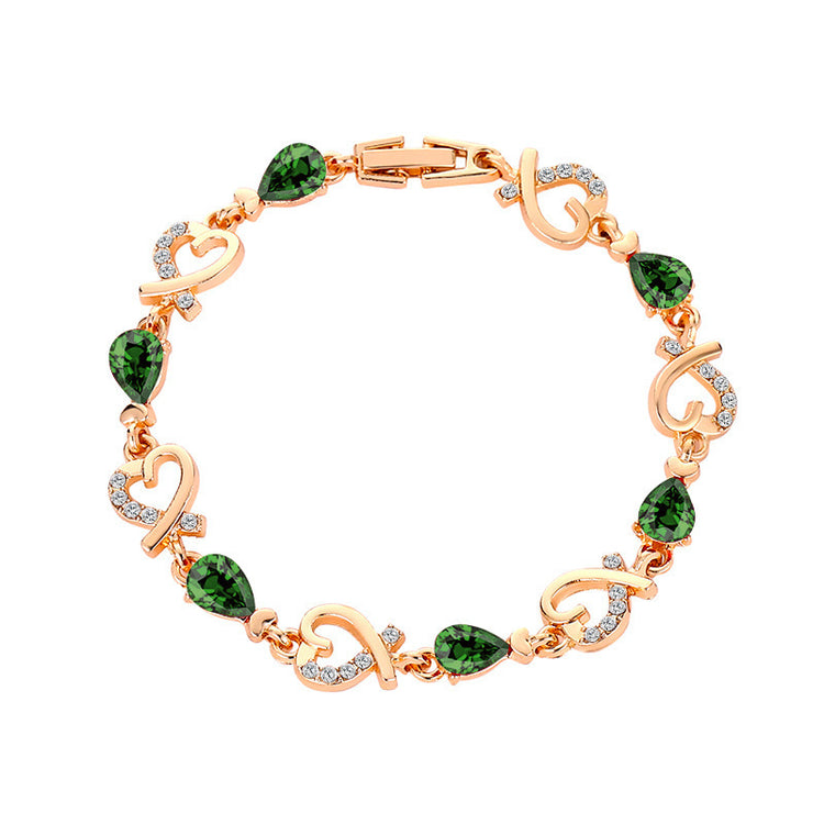 Rhinestone Crystal Bracelet Jewelry Gift for Women Green