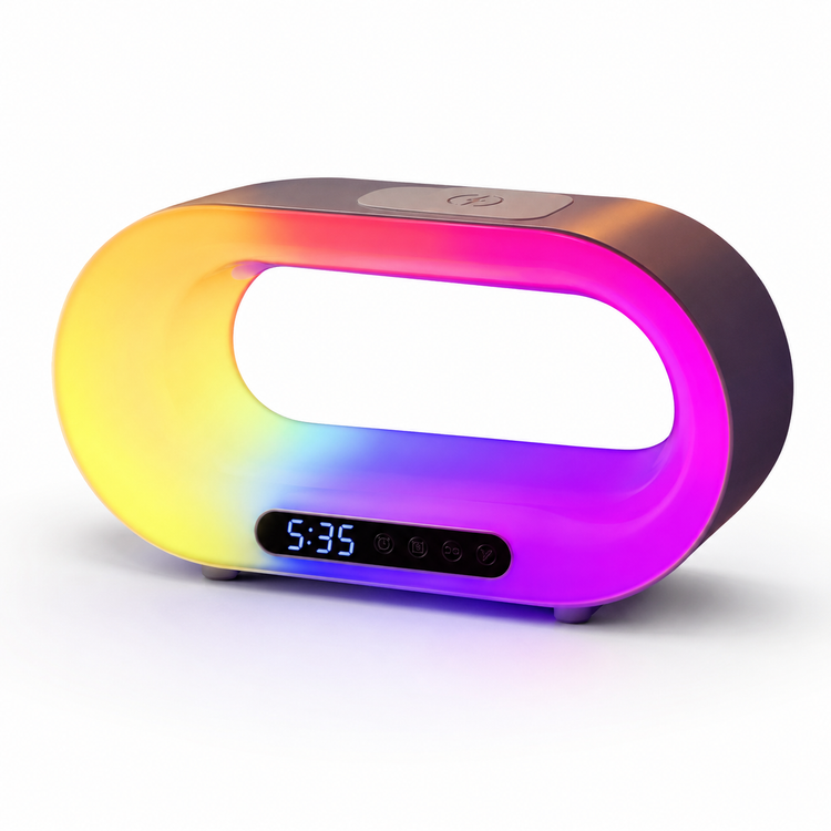 Colorful clock with a gradient design on a white background