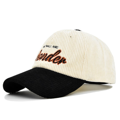 Embroidered Corduroy Korean Baseball Hat