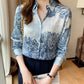 Women’s Printed Lapel Chiffon Shirt