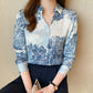 Women’s Printed Lapel Chiffon Shirt