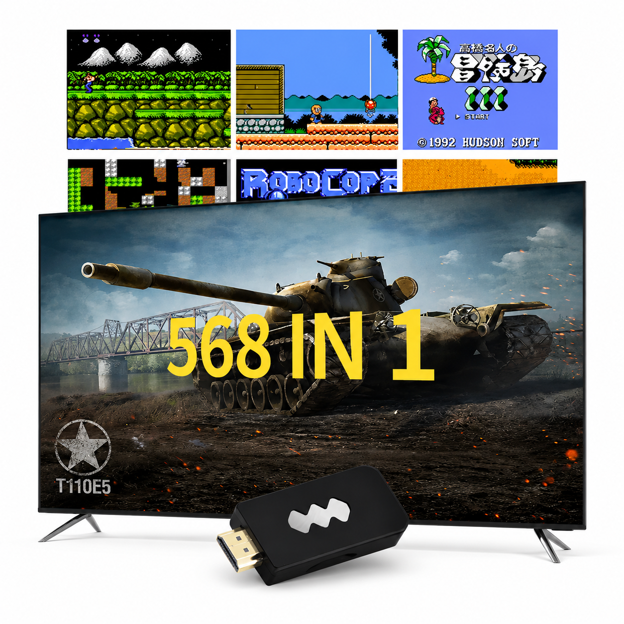 Television displaying a tank with &