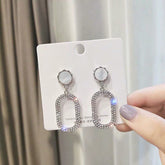 Tassel Jewelry Full Diamond Exaggerated Earrings For Women Silver