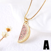 Fruit Strawberry Cherry Pendant Necklace Jewelry For Women