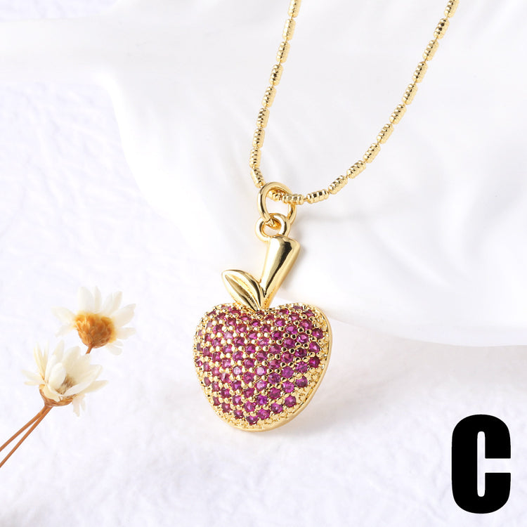 Fruit Strawberry Cherry Pendant Necklace Jewelry For Women C