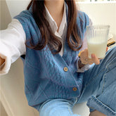 Women Sweaters Wear Korean Style Loose Clothes Blue One Size