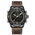 NAVIFORCE 9144 Fashion Gold Men Sport Watches Mens LED Analog Digital Watch Army Military Leather Quartz Watch Relogio Masculino Black yellow