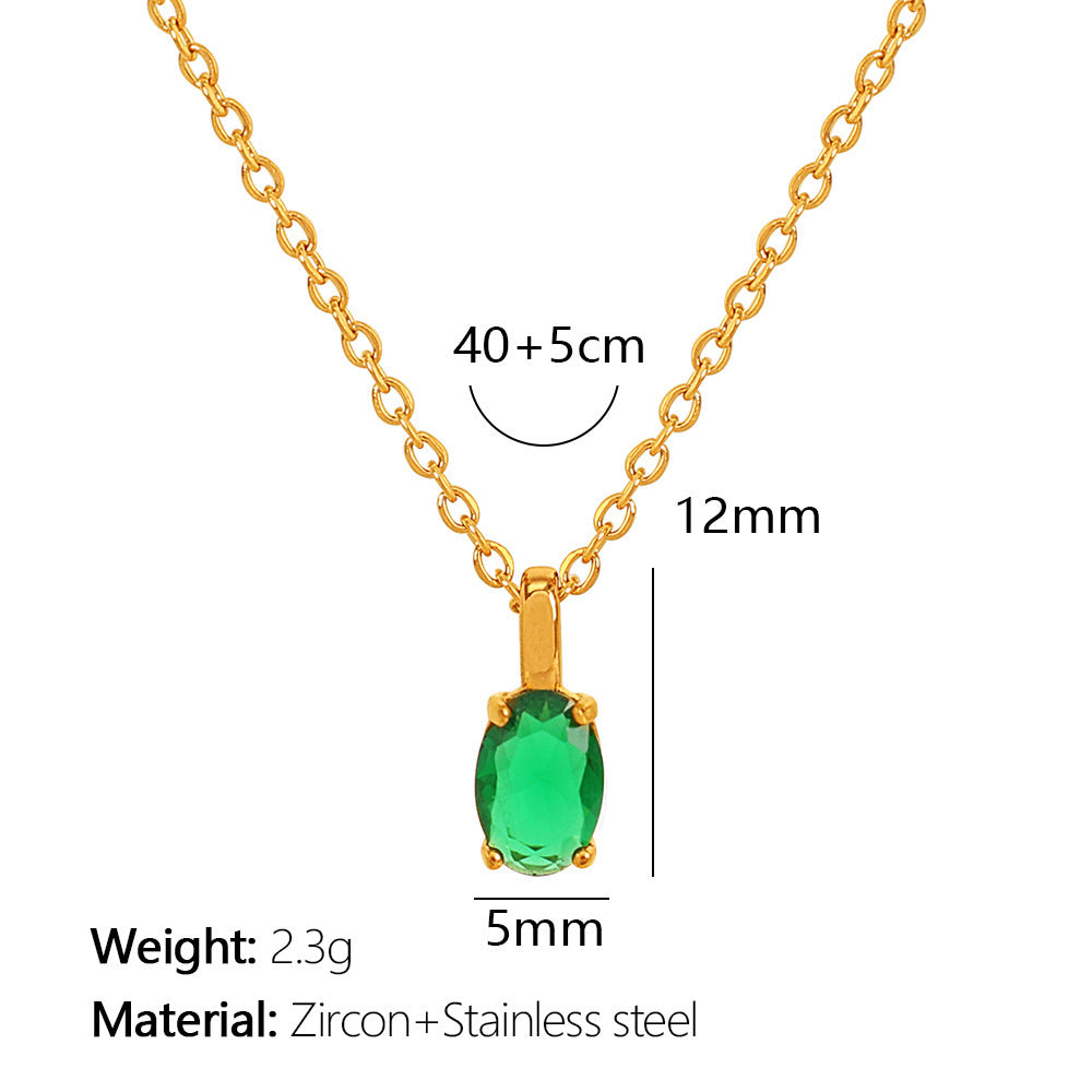 Design Necklace High-grade Jewelry For Women XL231 Green Stone Gold