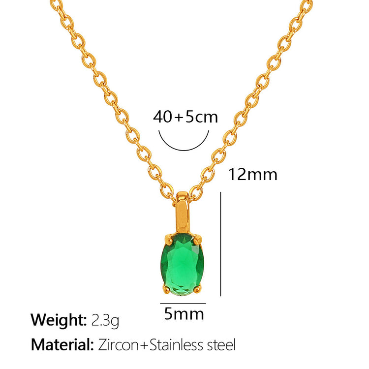 Design Necklace High-grade Jewelry For Women XL231 Green Stone Gold