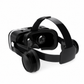 Black virtual reality headset on a white background