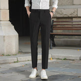 Korean Casual Ankle-length Suit Pants Men Black