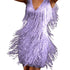 Tassel Elegant Deep V Camisole Gown Dress For Women Purple