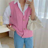 Women Sweaters Wear Korean Style Loose Clothes Pink One Size