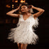 Tassel Elegant Deep V Camisole Gown Dress For Women White