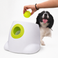 Dog playing with a toy and a ball on a white background