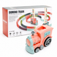 Toy train with colorful track set on a white background