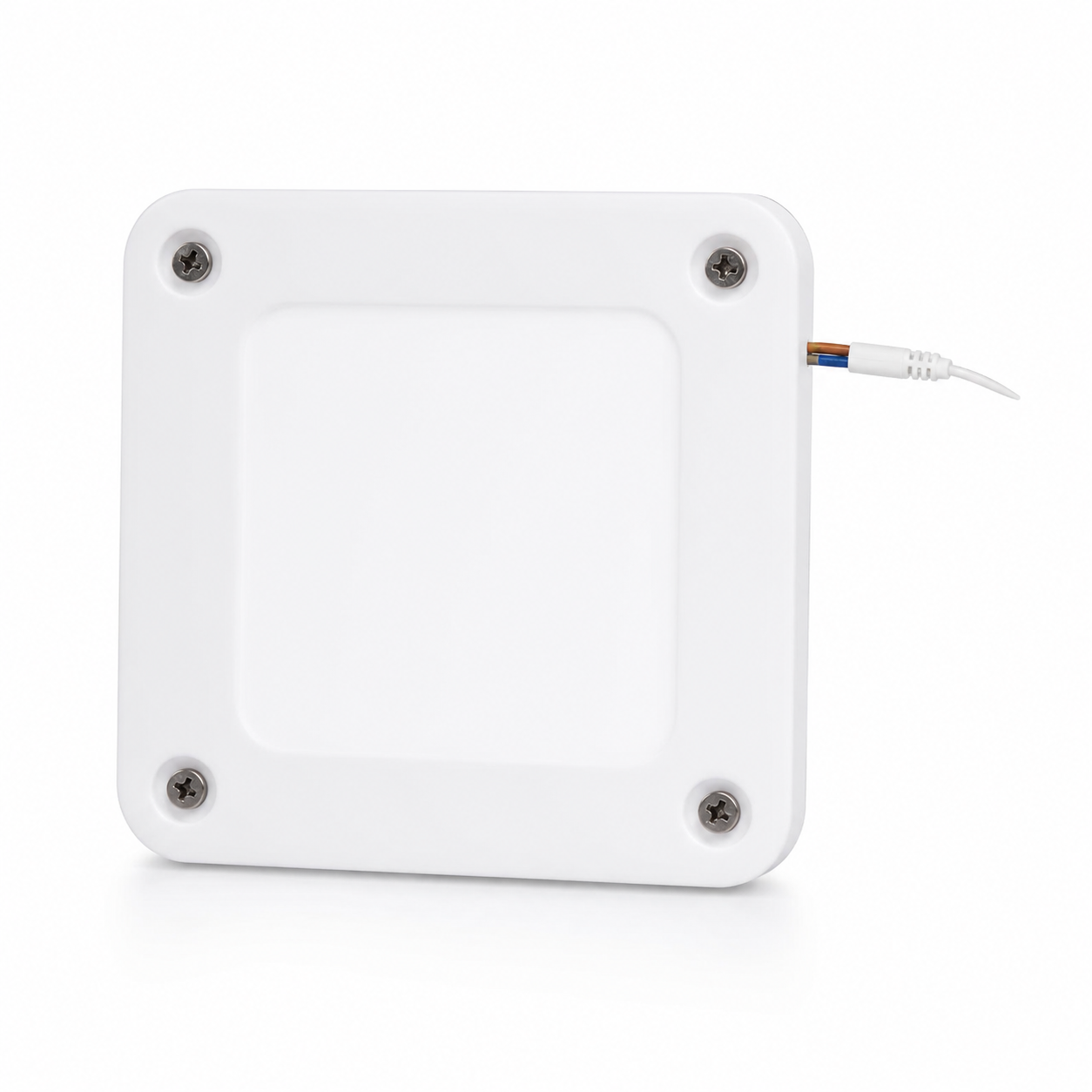 White electronic device with a cable on a white background