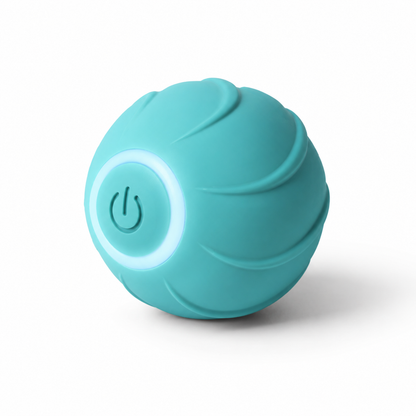 Turquoise ball with power symbol on a white background
