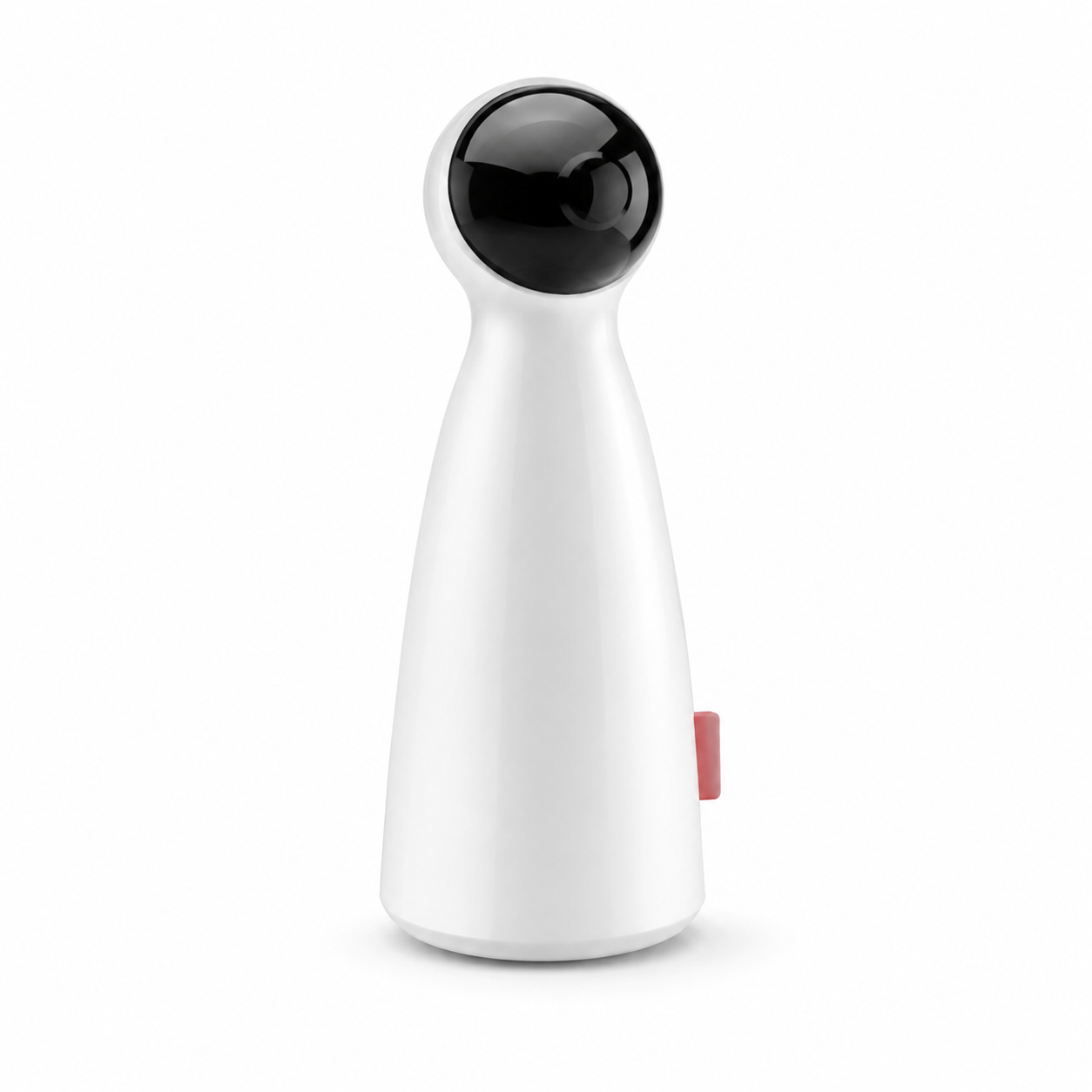 White bottle with black cap on a white background