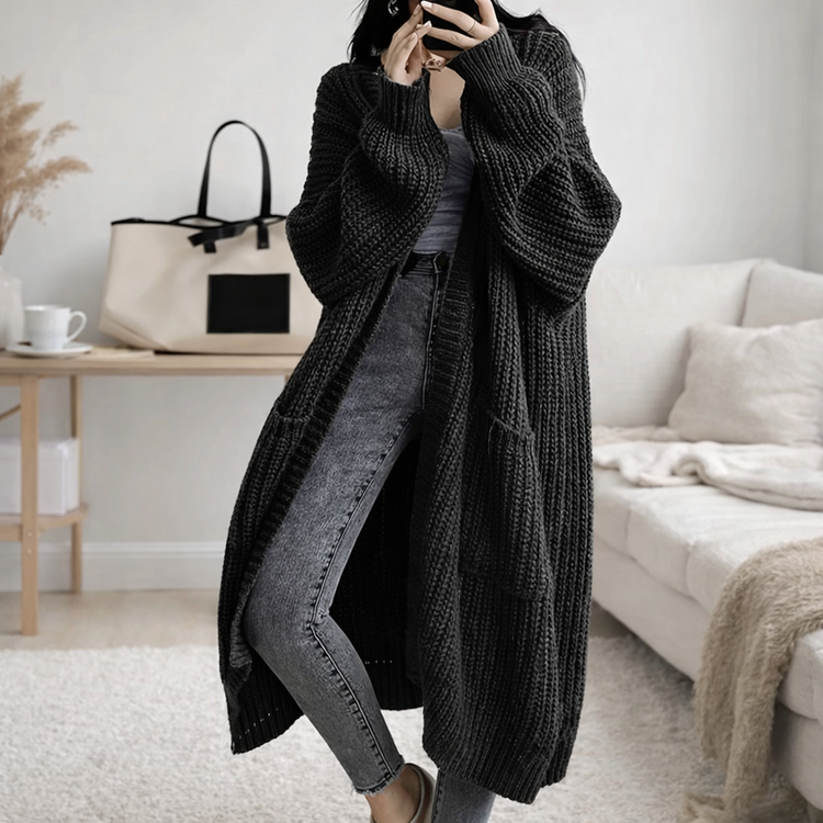 BLACK Women’s Loose Thick Knit Idle-Style Sweater