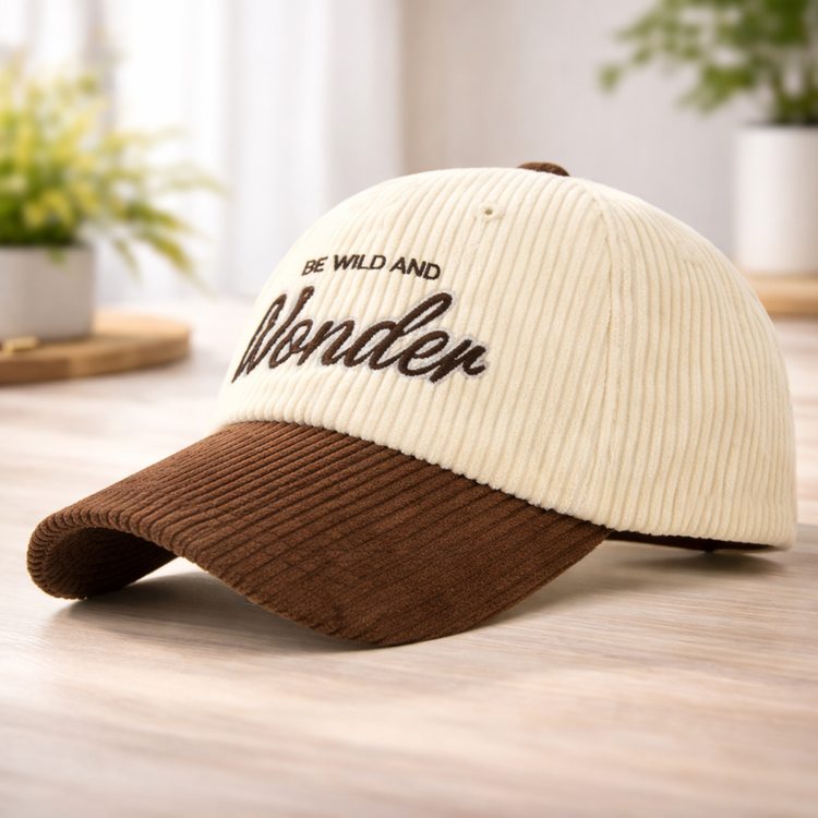 Beige and brown cap with &