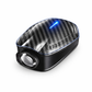 Black electronic device with carbon fiber texture on a white background