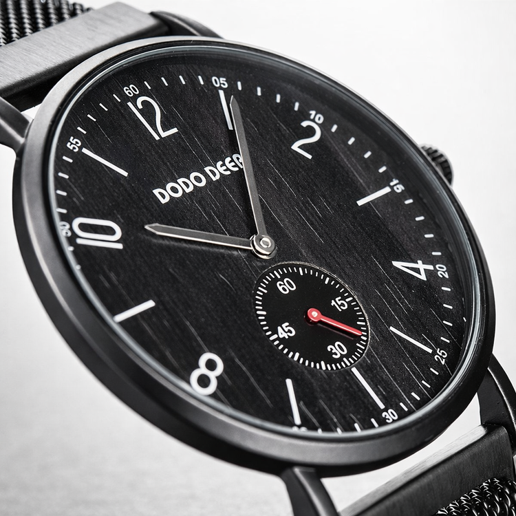 Black wristwatch with &