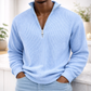 Blue Men’s Corduroy Stand-Collar Zip Sweatshirt