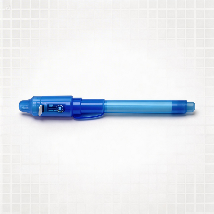 Blue pen on a white background