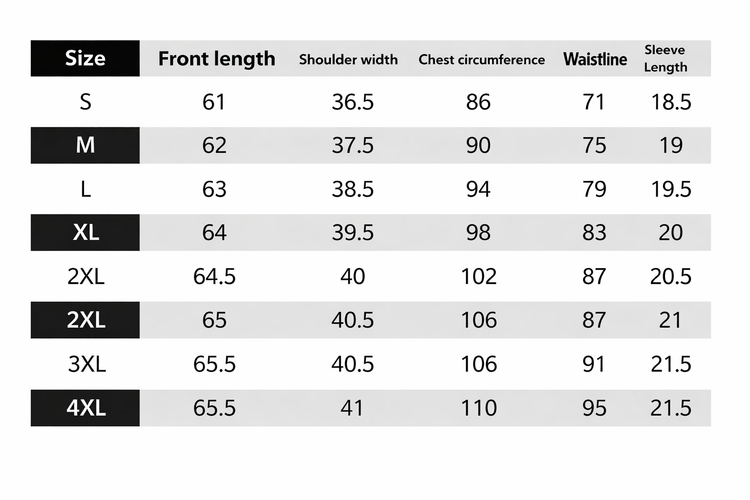 Measurements Table For Women’s Stylish Office Attire