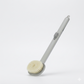 Cleaning brush with a white bristle head and gray handle on a white background