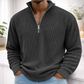 Dark Gray Men’s Corduroy Stand-Collar Zip Sweatshirt